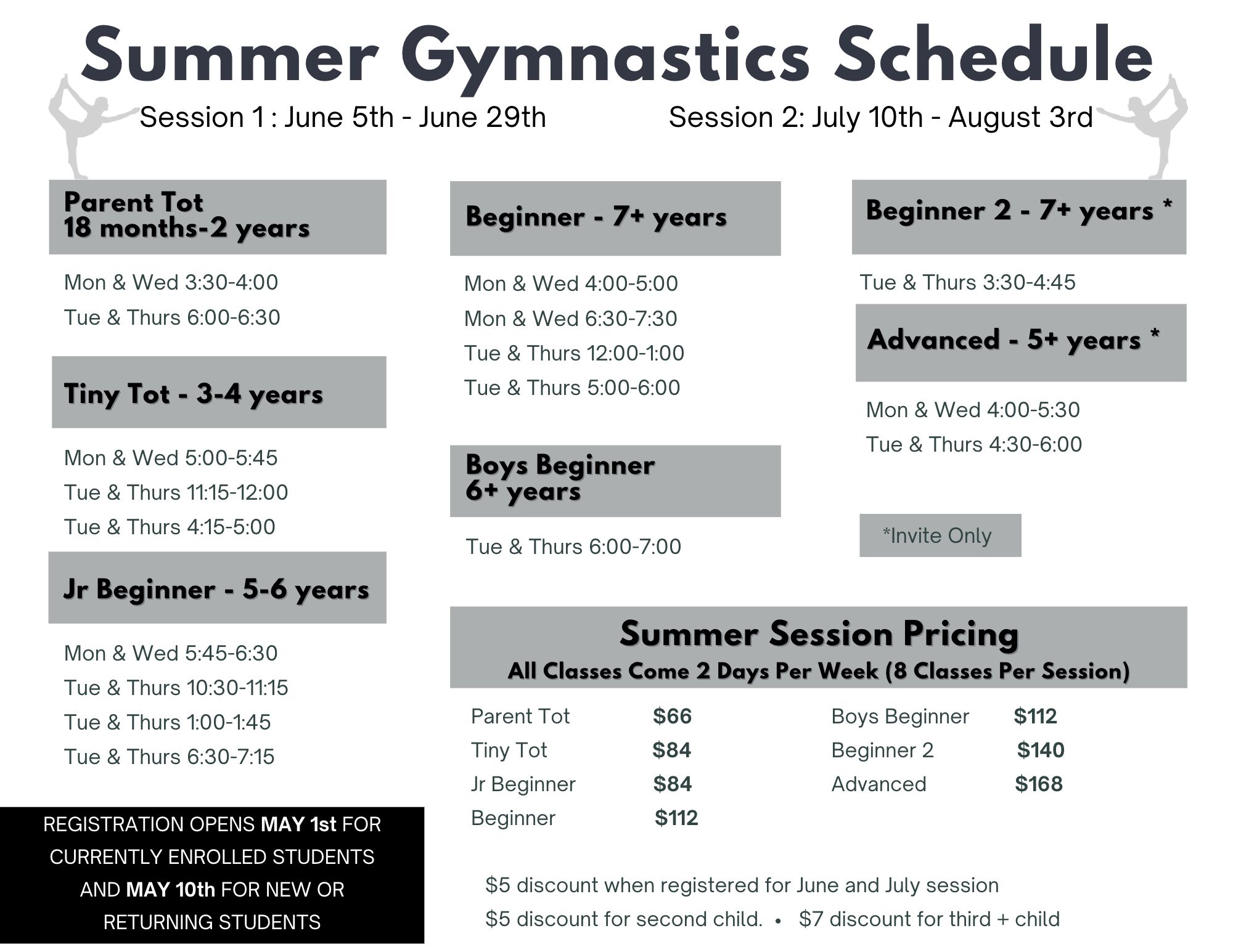 Schedule Uprise Gymnastics